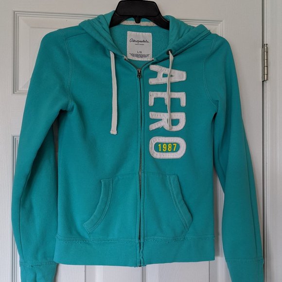 Aeropostale Womens Sequined 97 Hooded Hoodie Sweatshirt